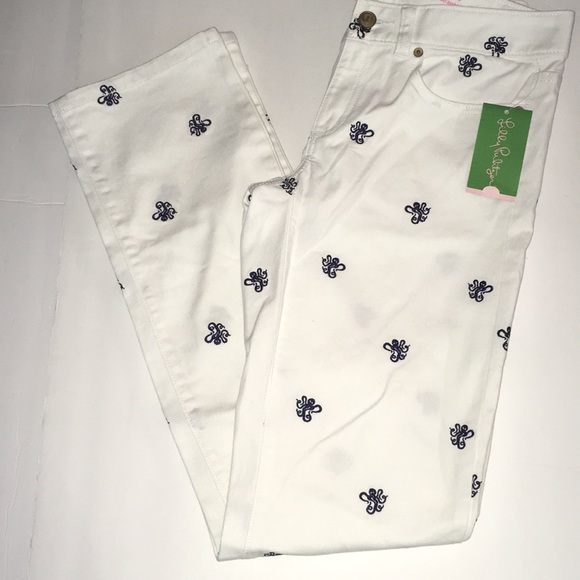 Lilly Pulitzer Straight Leg Jeans Blue Octopus 2